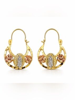 18k Gold Filled Virgin Guadalupe Basket Earrings